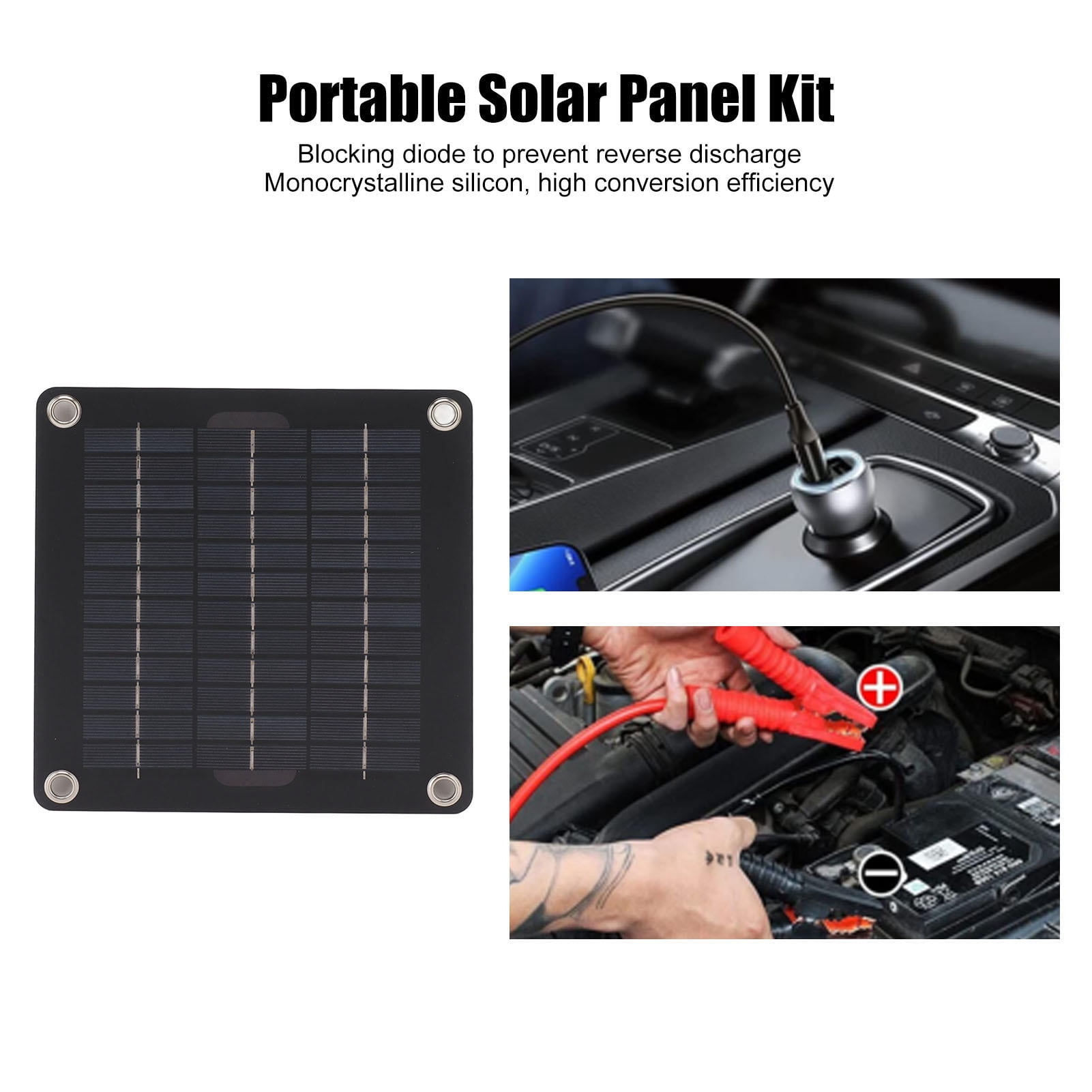 Suodoka 5W Portable Solar Panel Kit – 12V Battery Charger, Monocrystalline Silicon, Blocking Diode, Lightweight & Compact for Camping & Outdoor Use