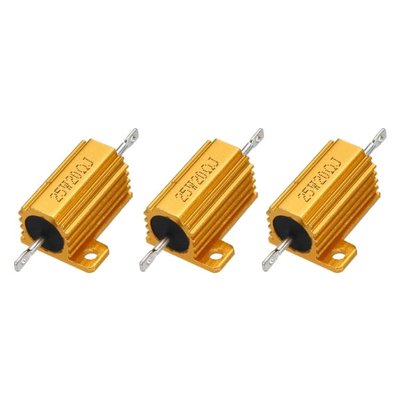 3pcs 25W 20 Ohm 5% Aluminum Housing Case Resistor, Wirewound Resistors Screw Tap Chassis Mounted, Gold