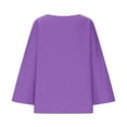 thumbnail image 6 of Otntypg Oversized Linen Shirts for Women Long Sleeve Plus Size Tops Gauze Split Side Casual Dressy Blouses Lightweight Crew Neck Loose Cotton Tunic Tops Purple#01 XXXXXL, 6 of 7