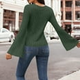 thumbnail image 4 of Lenpel Women's Lightweight Sweaters Trendy Crew Neck Ribbed Knit Bell Long Sleeve Shirts Soft Casual Blouses(Army Green,X-Large), 4 of 5