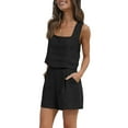 thumbnail image 2 of Wassery Women's Streetwear Solid Color Sleeveless Vest & Casual Shorts, 2-Piece Set, Size S, 2 of 5