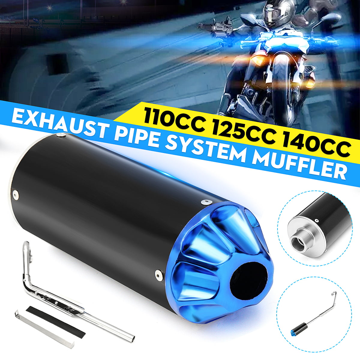 Pit Dirtbike Blue Performance CNC Exhaust Pipe System Muffler 110cc 125cc 140cc