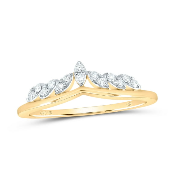 10k Yellow Gold 1/8 Ctw Natural Diamond Stackable Band, Ladies Fashion Gift Ring, Anniversary Band