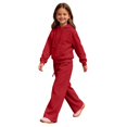 thumbnail image 6 of GiLiling Girls Pullover Hoodie with Kangaroo Pocket and Wide Leg Pants Set, Kids 2 Piece Fall Winter Sweatsuit Outfits (Red, 5-6 Years), 6 of 8