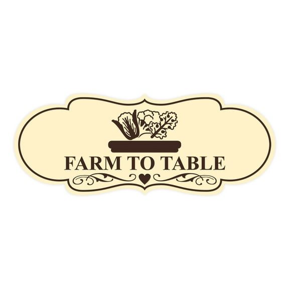 Designer Farm To Table Sign (Ivory/Dark Brown) - Large