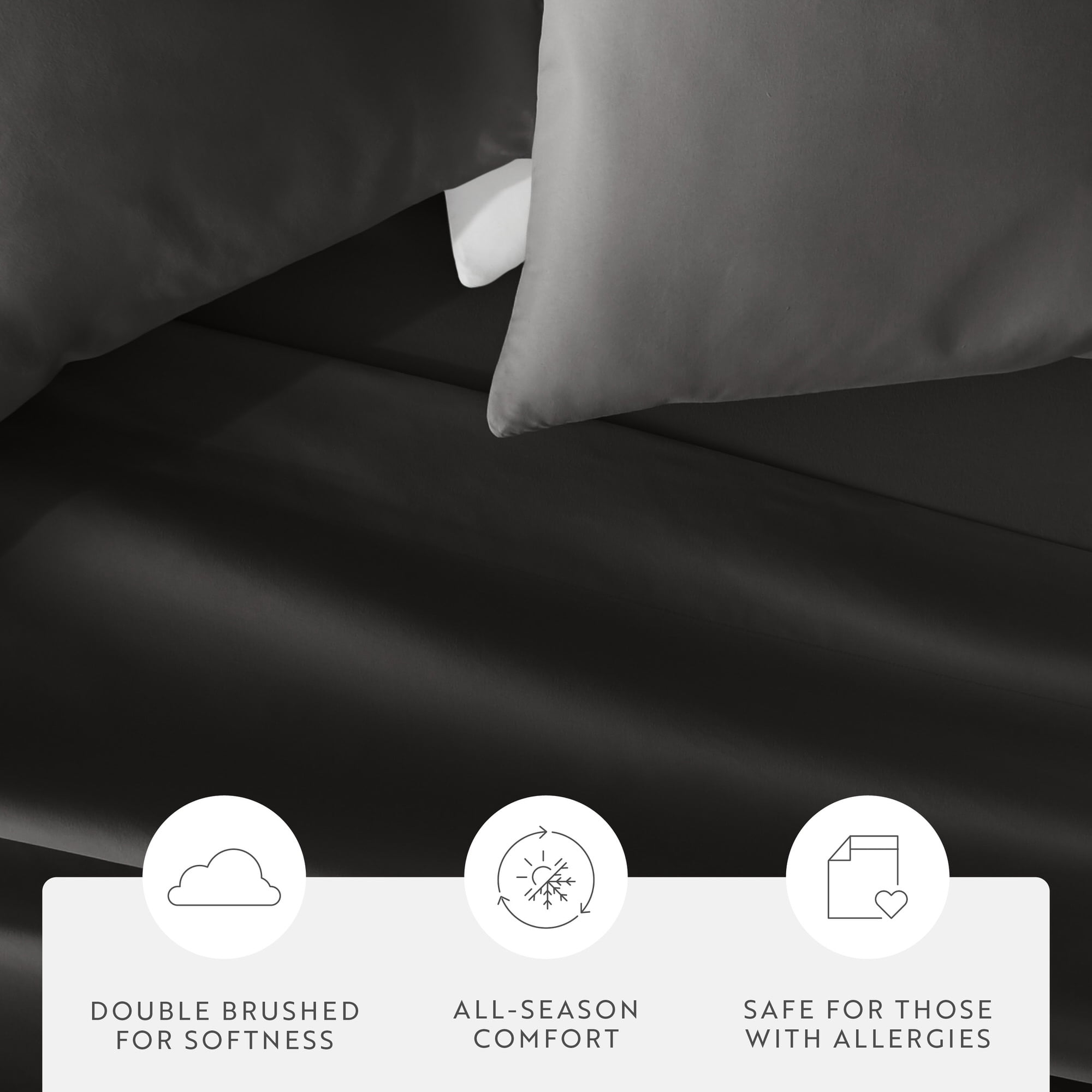 Noble Linens 2 Piece Pillow Case Set, Gray, Standard/Queen