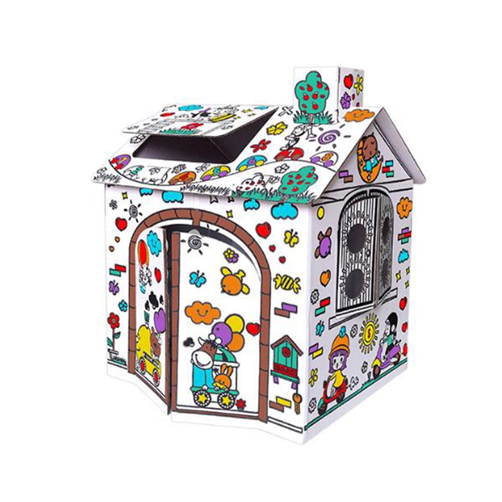 Child Coloured Graffiti Play House Project Assembling Painting Toys