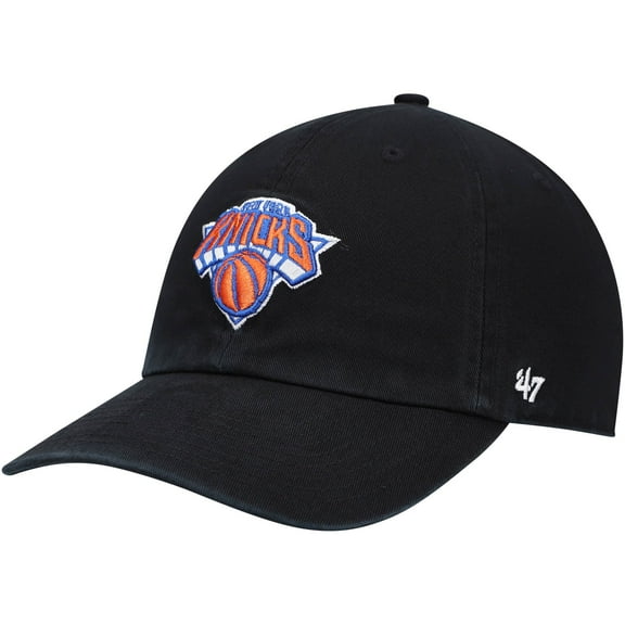 Men's '47  Black New York Knicks Core Logo Clean Up Adjustable Hat
