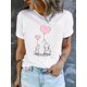 thumbnail image 1 of Heart & elephant Print Crew Neck T-Shirt, Casual Short Sleeve T-Shirt For Spring & Summer, Women's Clothing Tee For adult, Men, Women, Teen, Teenager, adolescent, Youth, 1 of 6