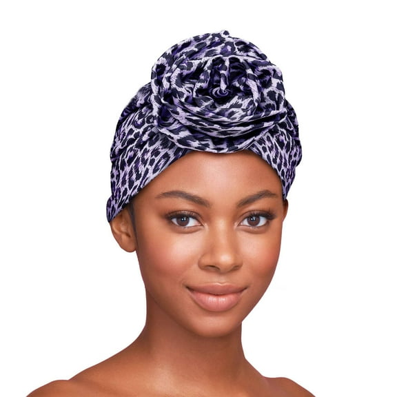 KISS - RED TOP KNOT TURBAN - PURPLE LEOPARD