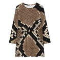 thumbnail image 2 of Brown Snake Pattern Loose Dress Evening Dress Summer Dresses for Women Luxury Dress Long Sleeved Dress, 2 of 4