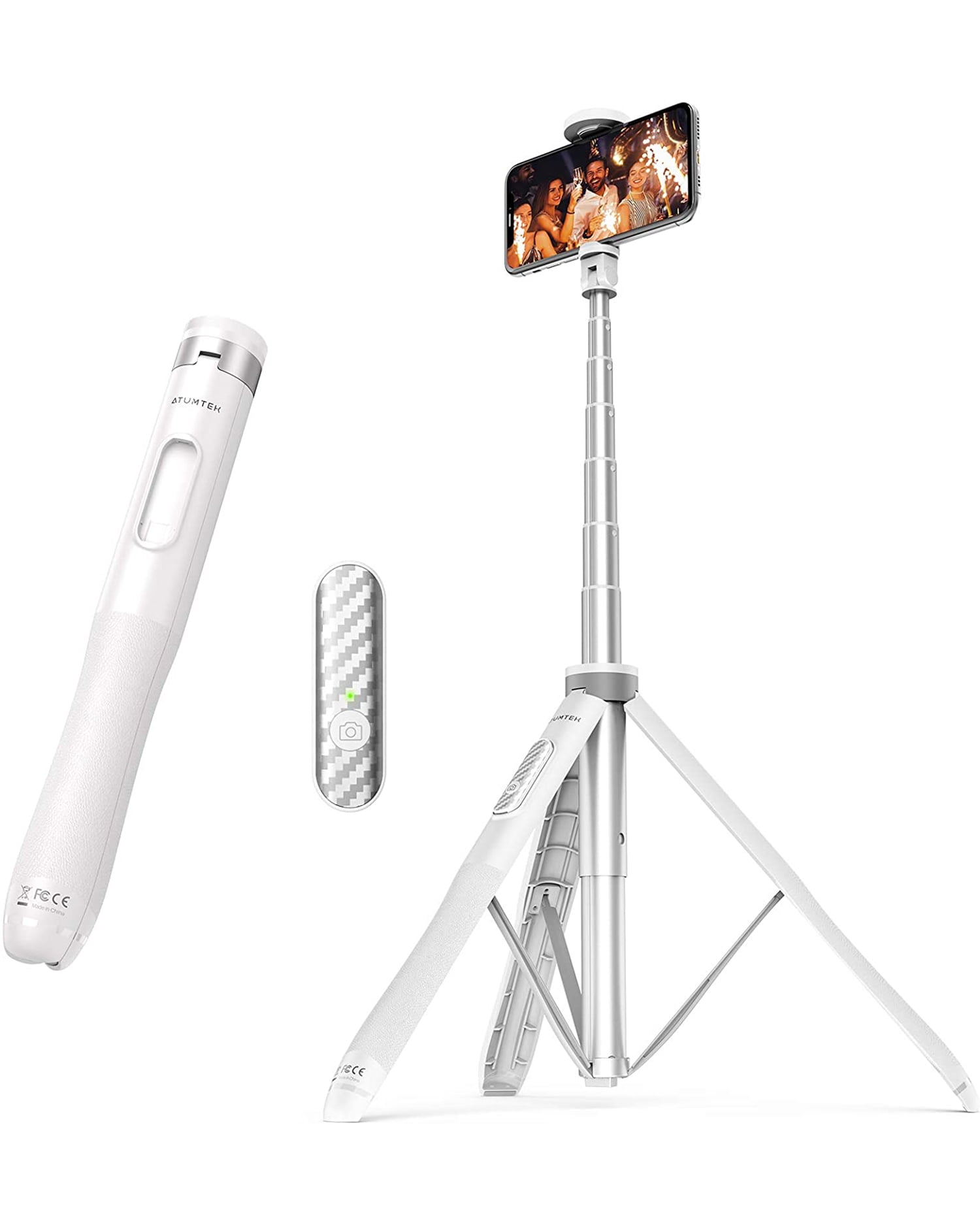  ATUMTEK 55 Selfie Stick Tripod, All-in-one Extendable Aluminum  Phone Tripod with Rechargeable Bluetooth Remote for iPhone, Samsung,  Google, LG, Sony and More, Fitting 4.7-7 inch Smartphones, White : Cell  Phones 