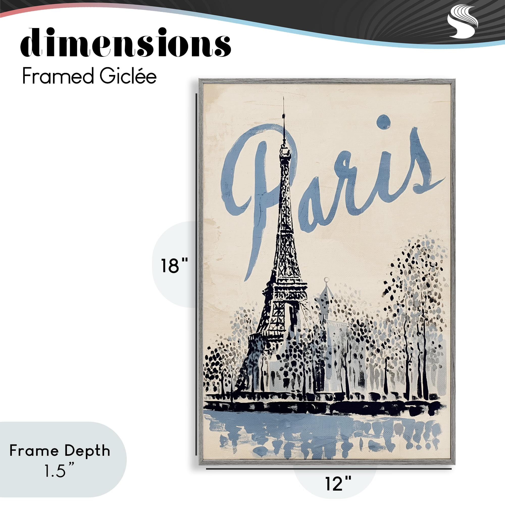 Stupell Industries Blue & Beige Paris Travel Gray Framed Giclee Art, design by Annabelle Hall