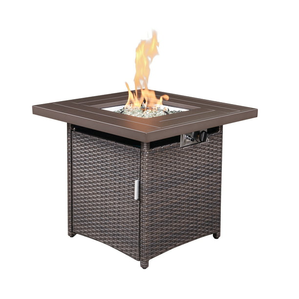 Eotvia 28 Outdoor Wicker Patio Propane, Wood Fire Pit Parts