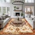 thumbnail image 4 of Boho Leaf Large Area Rugs for Bedroom Living Room, Soft Non Slip Carpet Bedside Rug, Orange Rustic Tribal Patterns Ethnic Bohemian Rectangular Floor Cover Kitchen Accent Rug 5'x8' for Office, 4 of 9