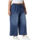 thumbnail image 4 of Pantalones de mezclilla de mujer de talla grande Agnes Orinda con cordón y cintura elástica, pantalones palazzo de pierna ancha con bolsillos 4X negro azul, 4 of 6