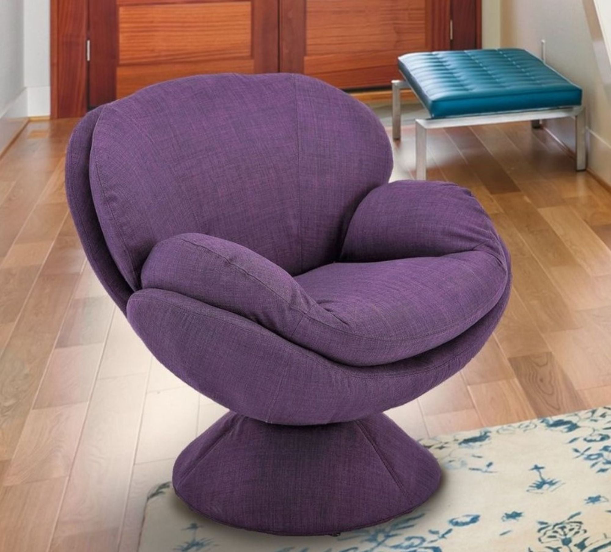 35" Purple Solid Contemporary Upholstered Accent Chair - Walmart.com