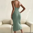 thumbnail image 4 of SMihono Robe d'Été Bohème pour Femmes Grande Taille Mode Décontractée Printemps et Été Sans Manches Col en V Robe Pull Slim, 4 of 8
