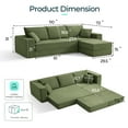 thumbnail image 3 of Linsy Home 110" Boneless Convertible Sleeper Sofa, 4-in-1 Modular Couch with Pillows, No Assembly Required, Green, 3 of 9