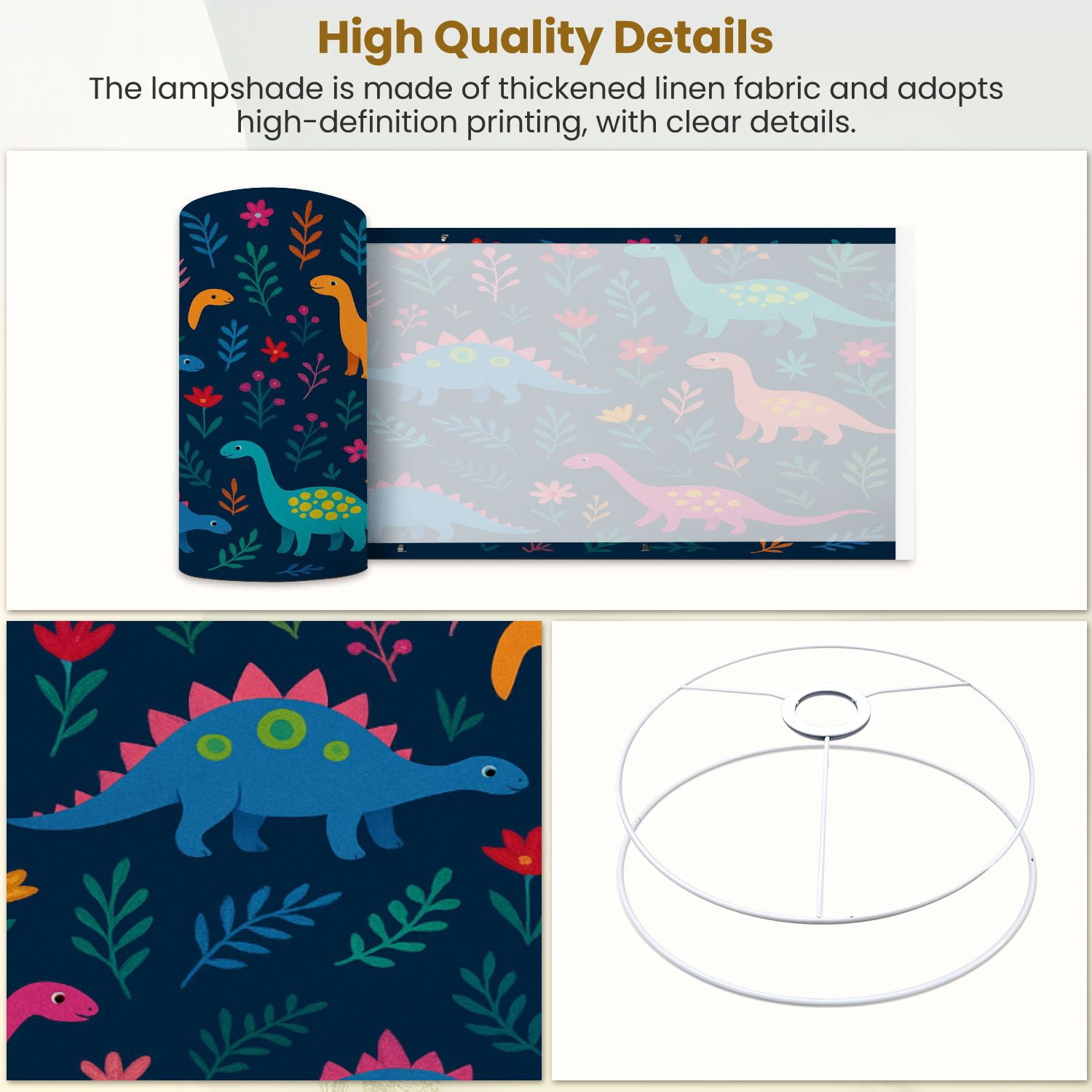Lampshades 2 Pack Dinosaurs Cute kids for girls boys Colorful Cartoon Animals 13"x13"x10" Light Shade for Table Lamps Floor Lamps Drum Lamp Shades Lampshade Replacement Easy Assembly