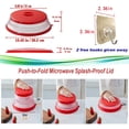 thumbnail image 2 of Vented Collapsible Microwave Splashproof Food Pot Cover, Microwave Cover for Food Splash, Dishwasher Safe, Free Silicone and Plastic, 10.43" Round(2-piece red), 2 free hooks, 2 of 5