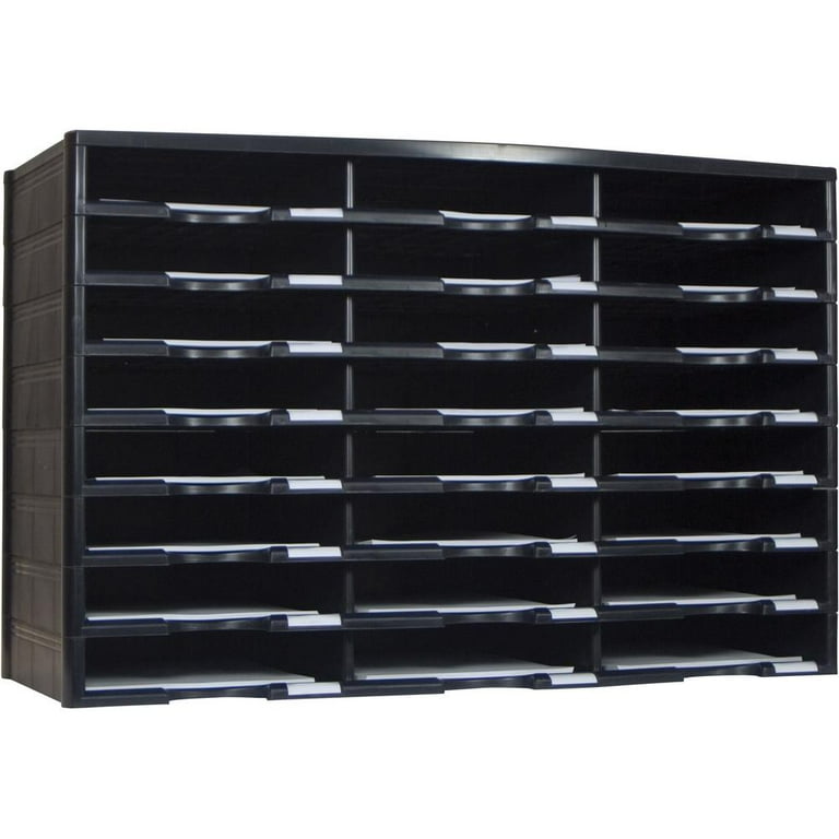 Storex Modular 24-Compartment Literature Organizer, Black