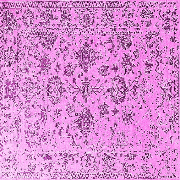Ahgly Company Indoor Square Oriental Pink Industrial Area Rugs, 3' Square