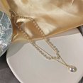 thumbnail image 6 of Ame Niche Super Fairy Double Pearl Pendant Clavicle Chain Explosion Necklace Silver, 6 of 8