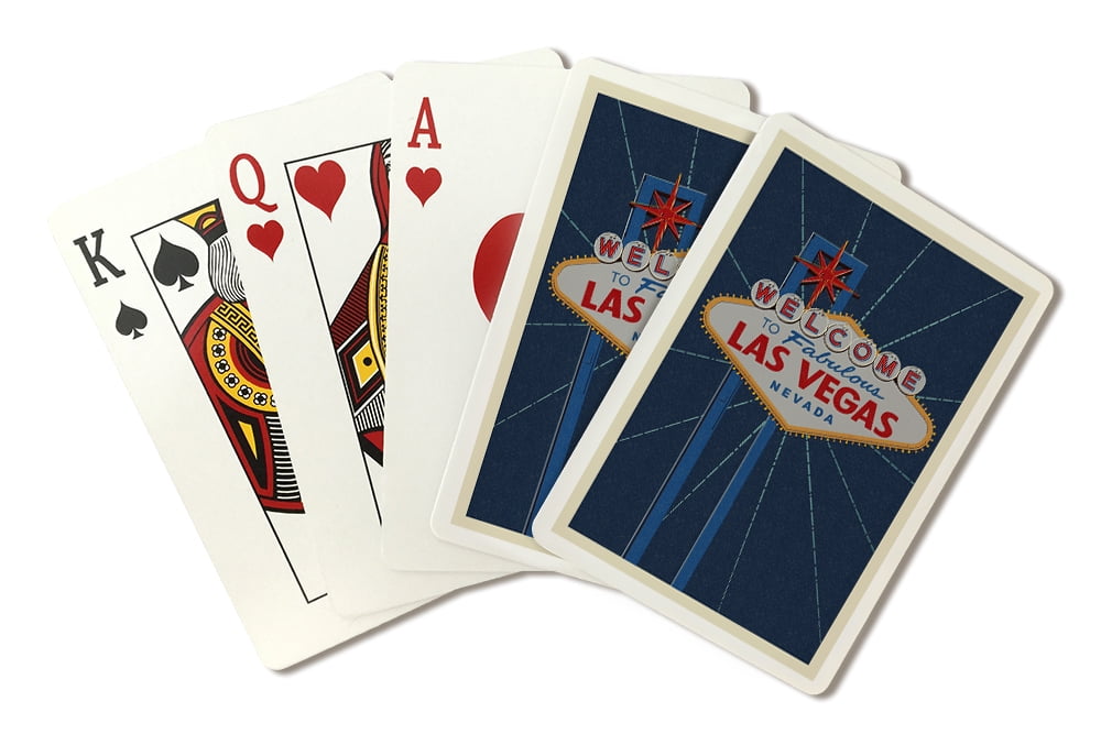 Welcome to Las Vegas Sign, Letterpress, Lantern Press, Premium Playing Cards,  52 Card Deck with Jokers, USA Made 