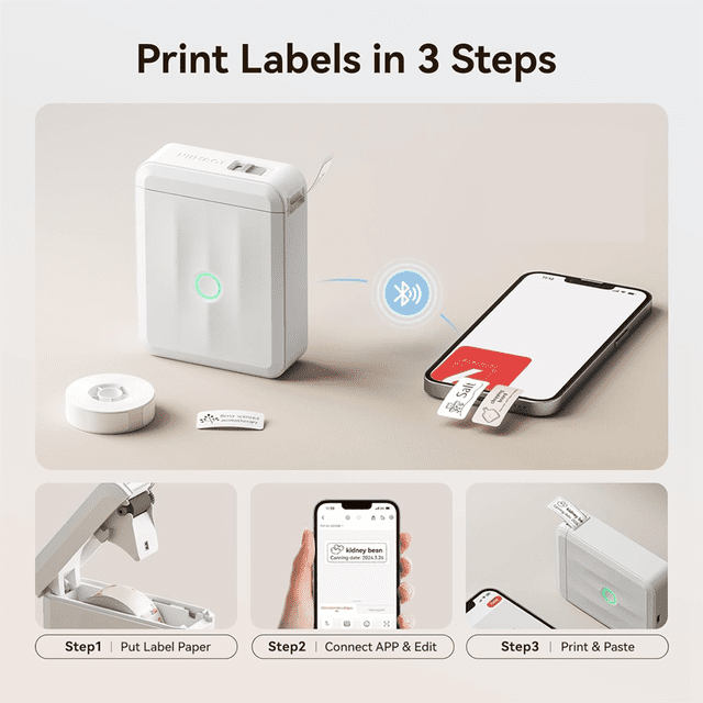 Label Maker Machine with Tape,Mini Portable Bluetooth Thermal Printer, Sticker Maker Label Maker for Home Office School