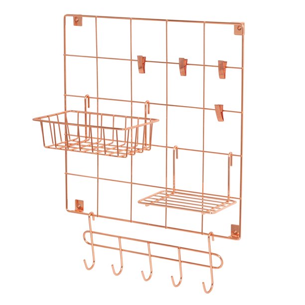 8Piece Copper Wire Wall Grid with Storage Accessories