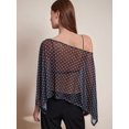 thumbnail image 5 of Women's Polka Dot Sheer Mesh Asymmetrical Off Shoulder Top Black S, 5 of 10
