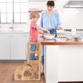 thumbnail image 2 of Toddler Standing Tower, Kid Step Stool Kitchen Stool Helper-Montessori with Chalkboard,3 in1 Folding Kitchen Tower Stool with Back, Learning Wooden Tower for Kitchen, Free Hands, Easy Assembly, 2 of 6