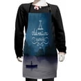 thumbnail image 1 of Saying Kids Apron, Kayak in a Mountain Lake at Night Camping Activity Lifestyle Adventure Words, Boys Girls Apron Bib with Adjustable Ties for Cooking Baking Painting, Purple Grey Teal, by Ambesonne, 1 of 2
