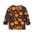 thumbnail image 4 of Abcomgle Girls Halloween Shirts 5t Spooky Pumpkin Face Graphic Tshirts for Girls Crewneck 3/4 Sleeve Tshirts for Kids Fall Funny Scary Tee Top Girls,11-12 Years, 4 of 5