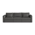 thumbnail image 2 of Miekor Furniture Modern Cotton Linen L-Shape Sectional Sofa, Oversized Upholstery Sectional Sofa, Chaise Couch Ottomans for Living Room/Loft/Apartment/Office - Dark Gray 3 seats B5A3911, 2 of 7