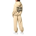 thumbnail image 4 of UJNDER Women's Casual Tracksuit Set Letter Print Drawstring Hoodie Jogger Pants Long Sleeve Zip Up Outfit with Pockets Pant Suits for Women Beige S, 4 of 4