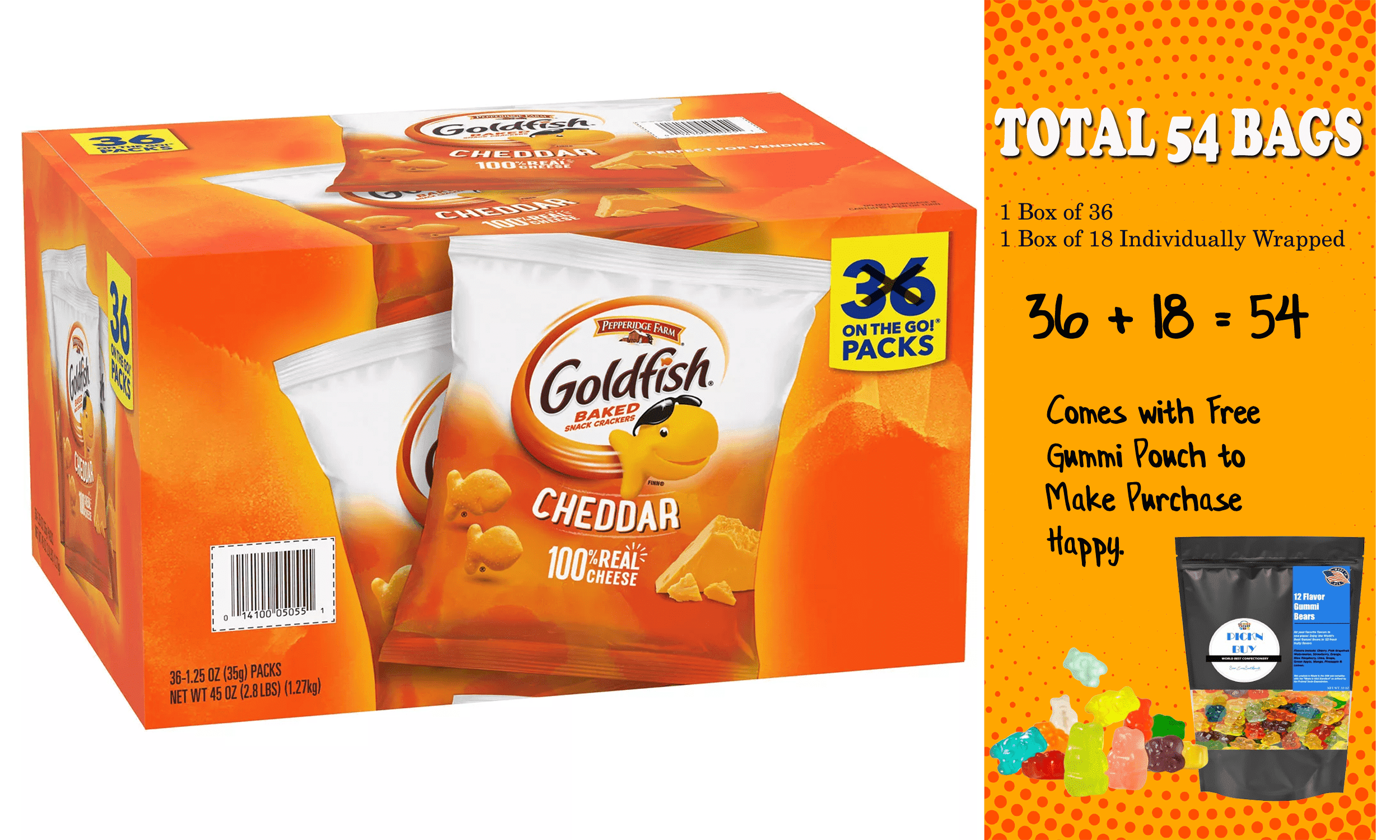 Pepperidge Farm Goldfish Cheddar Crackers, 1.25 oz., 36 pk.