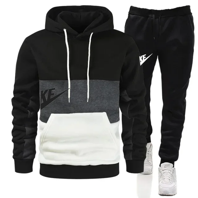 Nuevos chándales de moda para hombre, sudaderas con capucha, traje de otoño e invierno para hombre, suéter con capucha y pantalones deportivos, conjunto de dos piezas, ropa de hombre de talla grande