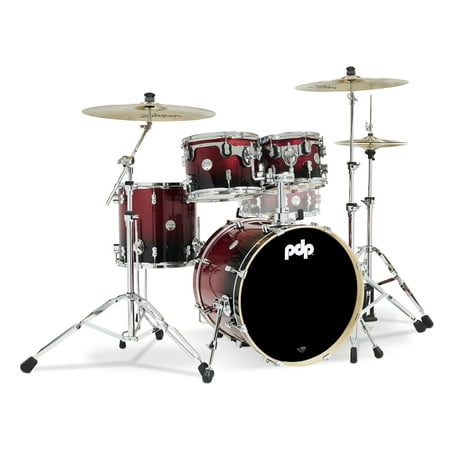 PDP PDCM20FNRB Concept Maple Drum Set, Red & Black Fade - 4 Piece