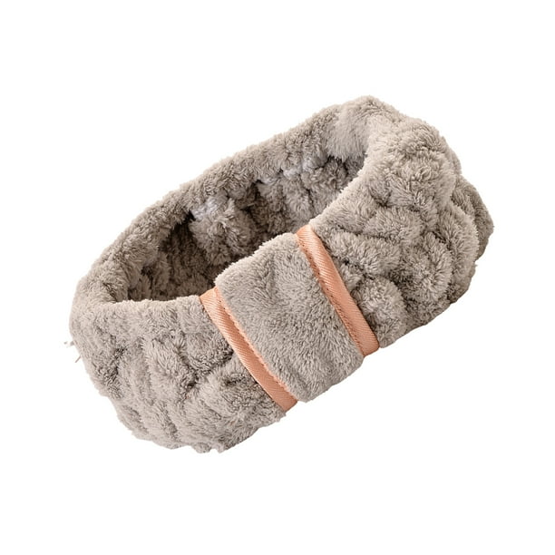 Minnieouse Bandas para el cabello Bowknot de cara ajustable Coral Fleece Diadema deportiva Accesorios de peinado para maquillaje de spa Cuidado de la Ropa, zapatos y accesorios Miscelánea Gris Minnieouse AP010837-07
