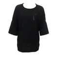 thumbnail image 2 of Innerwin Summer Tops Crew Neck Ladies T-shirt Work Solid Color Loose T Shirt Black XL, 2 of 3