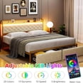 thumbnail image 4 of Full Size Upholstered Platform Bed Frame with RGB LED Lights and 2 Storage Drawers, Metal Platform Bed with USB Ports & Outlets, Noise-Free Design, No Box Spring Needed, Beige, 4 of 9