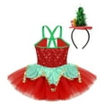 thumbnail image 4 of YiZYiF Girls Santa Elf Christmas Costume Camisole Mesh Tutu Dress for Figure Ice Skating Dance Party Green 6, 4 of 5