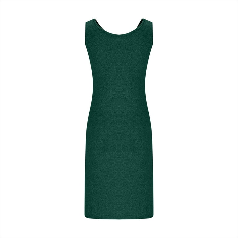 TMOYZQ Womens Tank Dress Summer Scoop Neck Ribbed Sleeveless Bodycon Mini  Slim Fitted Midi Dresses - Walmart.com