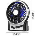 thumbnail image 2 of Mini ventilador de escritorio portátil con pilas, ventilador de mano recargable y alimentado por USB, flujo de aire fuerte, 3 velocidades, pequeño ventilador de mano personal para acampar en el, 2 of 7