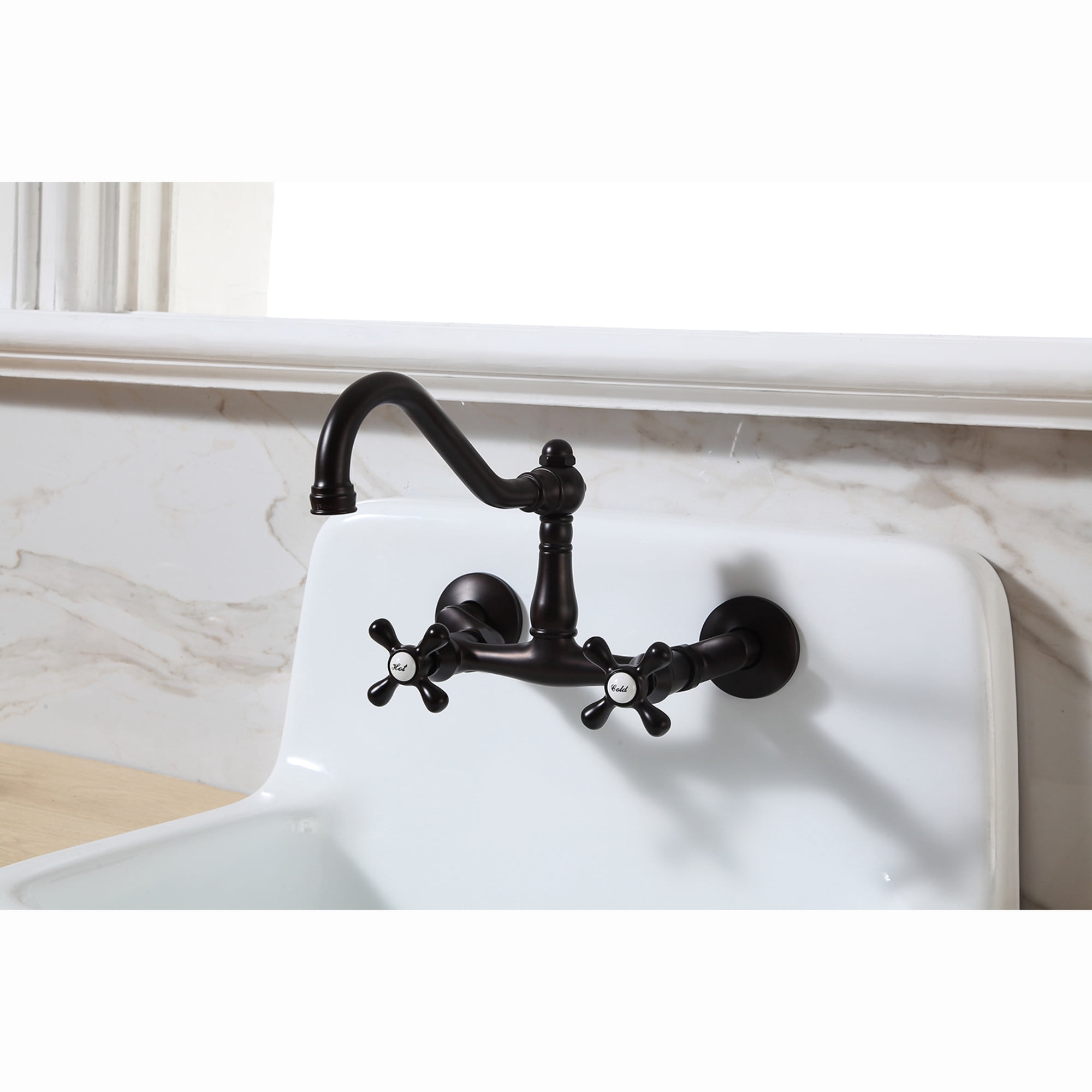 Fauceture GCKWS221822 Petra Galley 22" Cast Iron Single Bowl Wall Mount Kitchen Sink (2-Hole), White