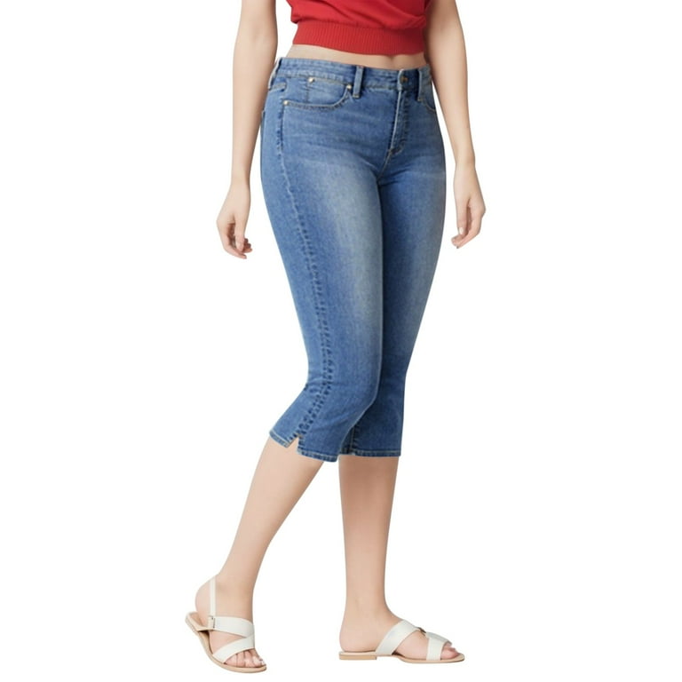 Capris For Women Clearance Skinny Slim Fit Denim Pants High Waisted Casual Stretch Capri Jeans Straight Leg Curvy Stretchy Pull On Pull On Dark Blue S Walmart