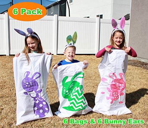 Easter Bags ZALALOVA 8Pcs Potato Sack Race Bags Easter Parties Games for Girls Boys Kids Adults Birthday Family Games 24 x 41 Luau Hop Activities
