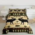 thumbnail image 2 of jejeloiu Wildlife Bear Deer Bedding Comforter Set,Vintage Bohemian Rhombus Twin Comforter Sets,Beige Black Green Bedding Set For Boys,Super Cozy Room Decor Reversible,2-Piece, 2 of 8
